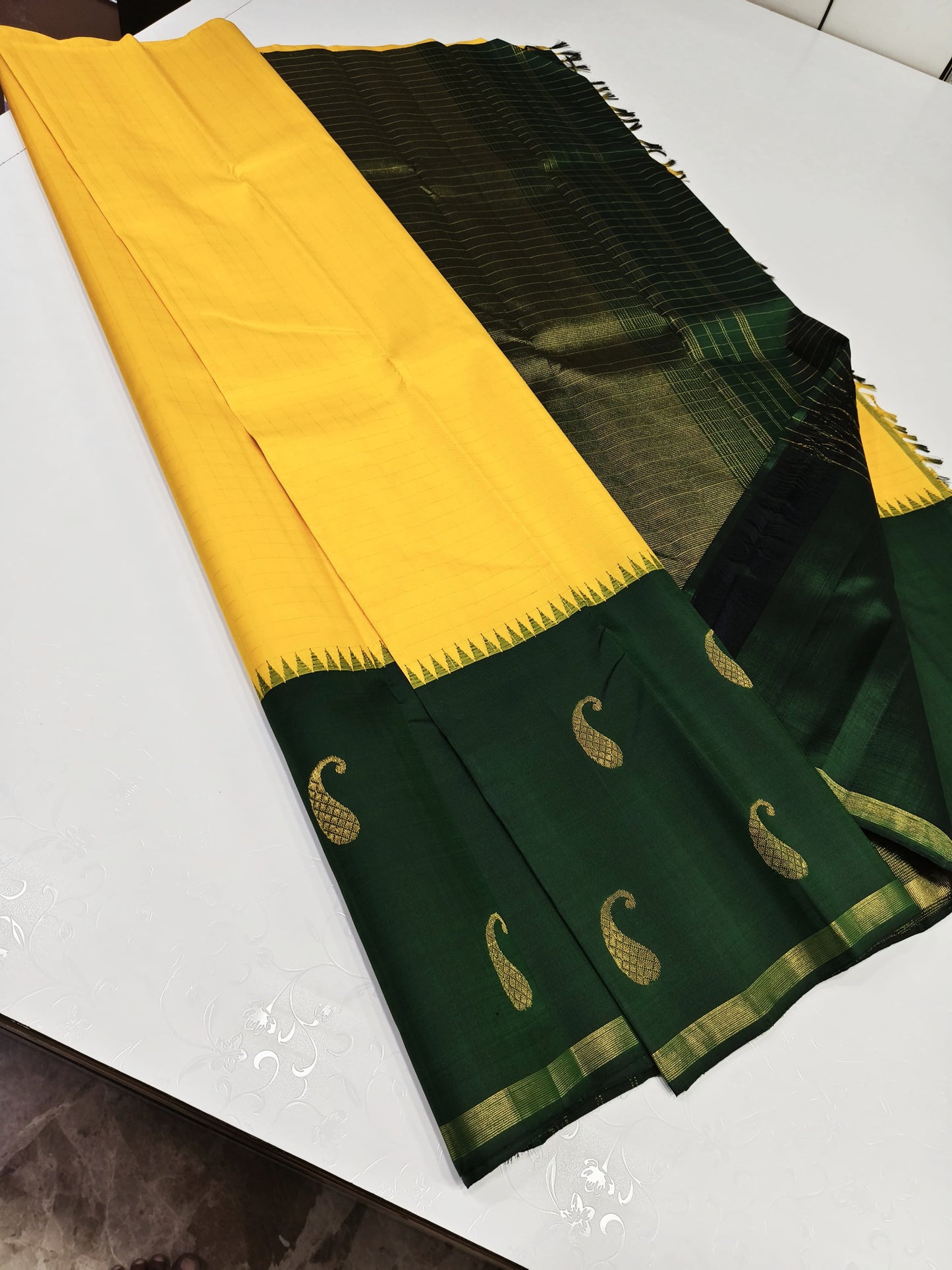 Pure kanchipuram silk sarees handwoven with 2 g pure jari korvai collection